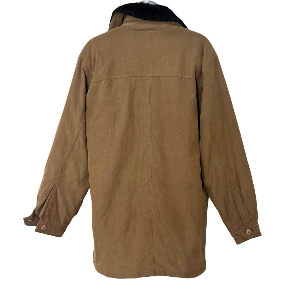 Vintage 90s London Fog Tan Brown Sherpa Collar Chore Coat Jacket size M Unisex - Picture 7 of 13